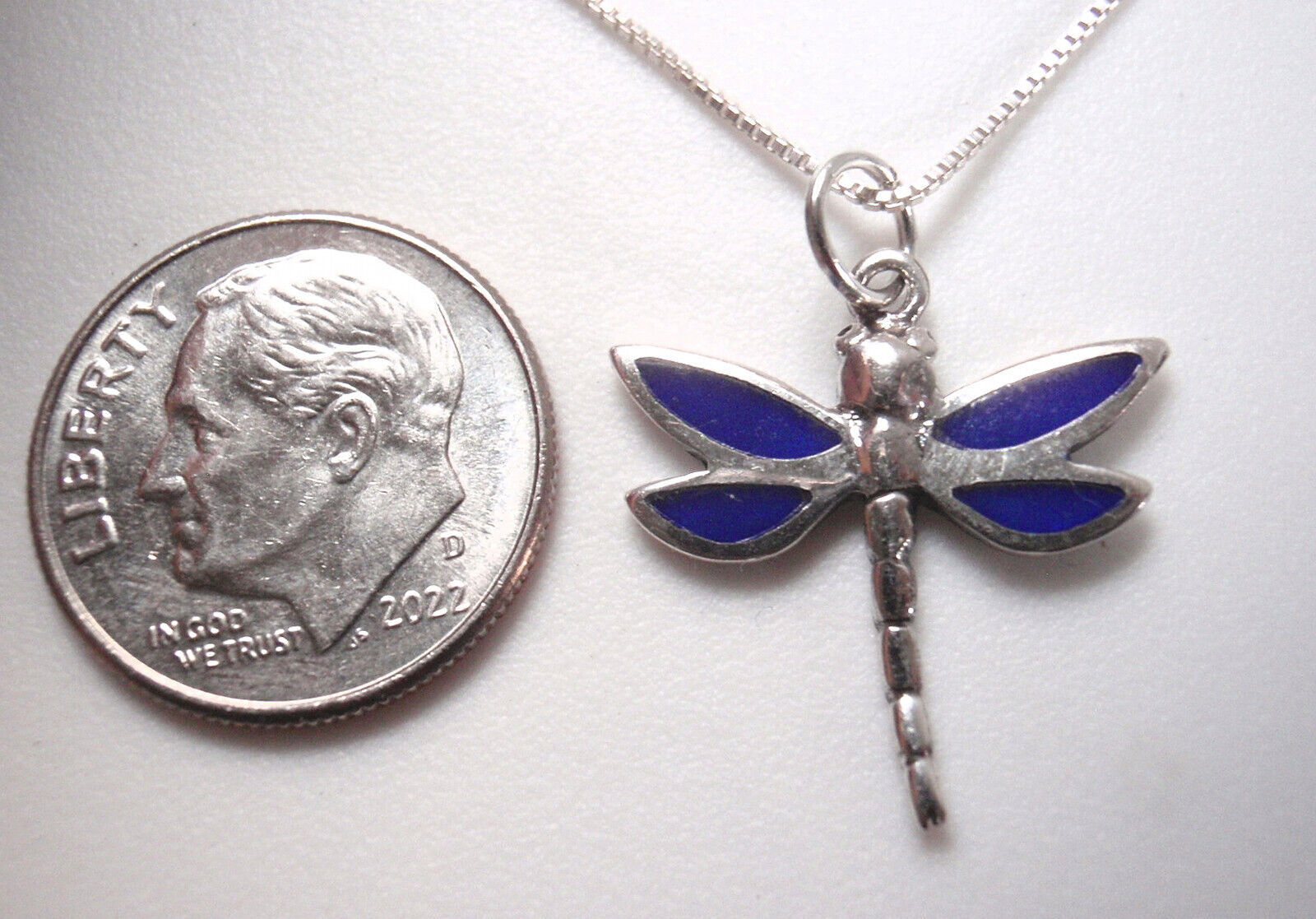 Primary image for Reversible Dragonfly Simulated Lapis 925 Sterling Silver Pendant Small