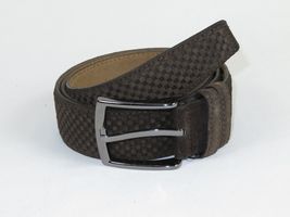 Men Genuine Basket weave Suede Soft Leather Belt PIERO ROSSI Turkey #1002 Brown image 5