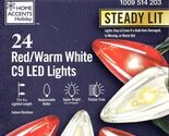 HOME ACCENTS HOLIDAY 1009 514 203 24CT RED/WHITE LED C9 15' GREEN WIRE -... - $11.23