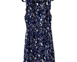 Lucky Brand Womens L Blue Floral Sleeveless Knee length V Neck Dress - £13.85 GBP