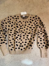 NWT Lularoe 2XL Piper Balloon Sleeved Sweater Tan Polka Dot - £17.51 GBP