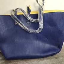 IMAN  BLUE  Faux Leather  Logo Large Lightweight Tote Handbag, NEW - £27.53 GBP