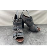 Naya Women 9M Kindred Shoes Gray Leather Triple Strap Buckle Peep Toe Bl... - €23,63 EUR