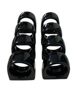 Vintage Pier 1 Black Ceramic Napkin Rings Set of 8 Japan Glossy - $32.40