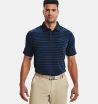 Under Armour Men&#39;s Playoff 2.0 Loose Fit Golf Striped Polo Shirt in Acad... - $42.97