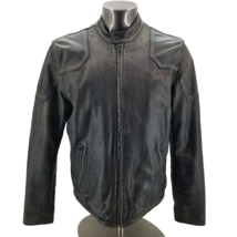 Lucky Brand Black Label Mens Leather Jacket Biker Moto Faded Brown Size Large - £131.67 GBP
