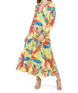 Farm Rio Macaw Leaf Bird Floral Printed Maxi Dress Yellow XS NWT - $176.43 CAD