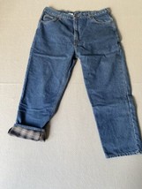 Carhartt Jeans 41x30 Blue Denim Flannel Lined Straight Leg Heavyweight T... - $26.60