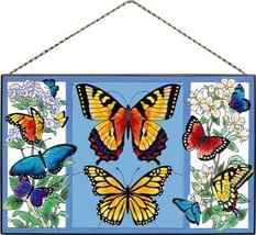 Joan Baker Butterfly Menagerie Art Panel 16" Long Window Panel Suncatcher #AP399