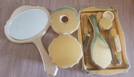 Vintage Bakelite Vanity Set Mirror Nail File Button Hook Brush Tray Cosm... - $794.98 MXN
