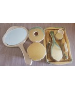 Vintage Bakelite Vanity Set Mirror Nail File Button Hook Brush Tray Cosmetic - $43.00
