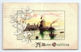 A Merry Christmas Holiday Greetings Postcard Antique Embossed - $4.94