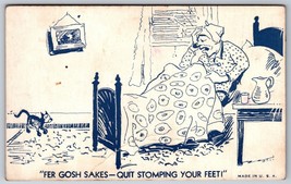 1940s Comic Arcade Card Sick Woman and Cat Quit Stomping Your Feet! K5 - £3.85 GBP