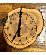 Live Edge Cedar Slab Wall Clock Rustic Decor, 8 1/2&quot;x7” Diameter x 1 1/2... - $24.75