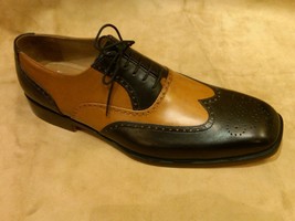 Men Two Tone Black Brown Brogue Toe Wing Tip Oxford Genuine Leather Shoe US 7-16 - £109.64 GBP