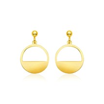 14k Yellow Gold 20.5mm Long Fashionable Half Open Circle Dangling Earrings - £275.65 GBP
