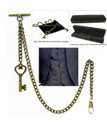 Albert Pocket Watch Chain for Men Bronze Color Vintage Key Design Fob T ... - £13.42 GBP+