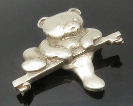 925 Sterling Silver - Vintage Climbing Teddy Bear Shiny Brooch Pin - BP5479 - £43.29 GBP