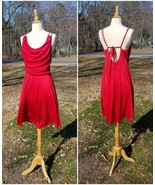Vintage 90s Y2K Betsey Johnson Red Liquid Jersey ruched Lace up cocktail... - $120.54 CAD
