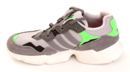 Adidas Yung 96 C Gray &amp; Green Athletic Sneakers Shoes Little Kids Size 2 - £58.50 GBP