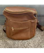 Fawn Design Premium Vegan Leather Diaper Bag Backpack Caramel Brown - £39.77 GBP