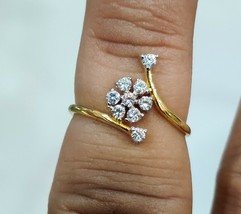 0.25Ct Round Simulated Diamond 18k Yellow Gold Plated Cluster Engagement Ring - £32.54 GBP