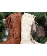 Ladies Rubber Sole Fringe Boots 3 Colors Made To Order - £229.64 GBP