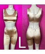 Gold Satin Silky Two Piece Shorts Set~Size L - £19.11 GBP