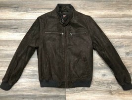 Levis Genuine Leather Motorcycle Jacket In Rugged Brown Leather Size Large - £150.01 GBP
