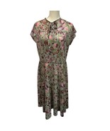 Mr. Duval Dallas 1970s Vintage Dress Lightweight Dark Floral Semi Sheer ... - $39.55