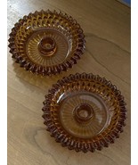 Vintage Indiana Glass Diamond Point Amber Taper Candle Holder - $37.93 CAD