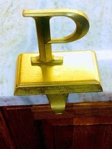 Letter Initial P Gold Monogram Stocking Holder. 6x5inches. ShipN24Hours. - £26.39 GBP