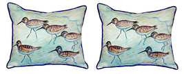 Pair of Betsy Drake Sandpipers Small Pillows 12 Inch X 12 Inch - £55.38 GBP
