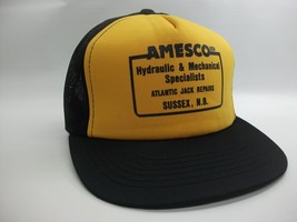 Amesco Hydraulic Mechanical Sussex Hat Vintage Yellow Black Snapback Trucker Cap - £15.95 GBP