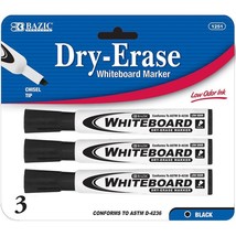 Bazic  1251  Black Chisel Tip Dry-Erase Markers (3/Pack) Pack of 24 - £33.28 GBP