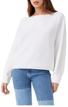 French Connection Boatneck Ribbed Cropped sweater Winter White Size Medium New - £22.41 GBP