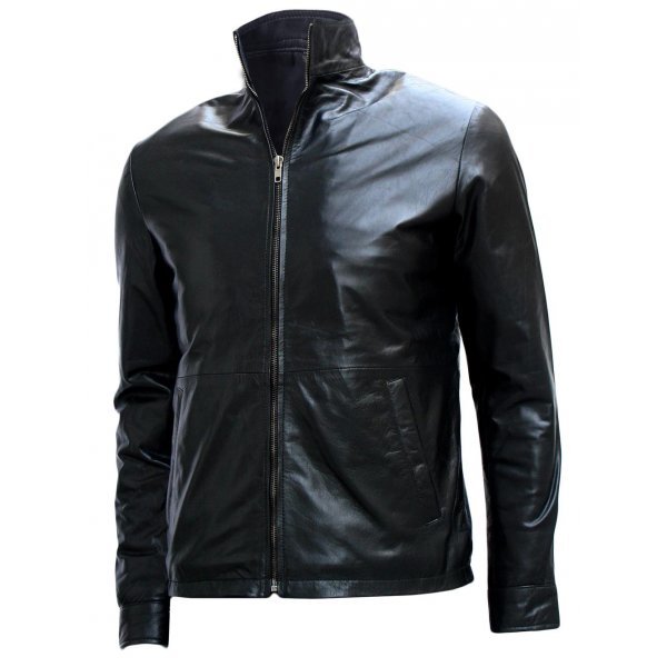LE Black Biker Minority Report Leather Jacket