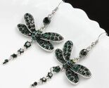 New Absolutely Stunning Emerald Green Rhinestone Dragonfly Earrings - $7.00