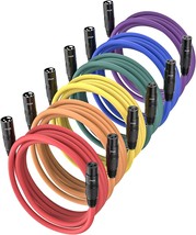 Jtder Xlr Male To Female Microphone Premium Cable - 25 Ft. - 6 Pack, Multicolor - £82.34 GBP