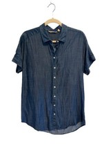 Soft Surroundings Womens Button Down Shirt Short Sleeve Chambray Sz Xs - £21.88 GBP