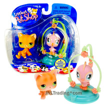 Year 2004 Littlest Pet Shop LPS Pairs Figure - Kitty Cat and Canary Bird - £27.32 GBP