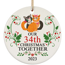 Funny Couple Cat Ornament Gift Decor 34th Wedding Anniversary 34 Year Christmas - £12.01 GBP