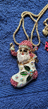 New Betsey Johnson Necklace Santa Clause Multicolor Stocking Christmas Holiday - £11.98 GBP