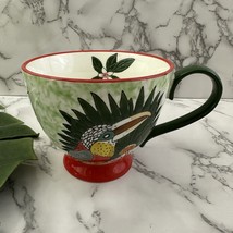 World Market Tropical Toucan Bird Footed Coffee Mug Red Green Etched Emb... - $368.88 MXN