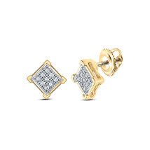 10kt Yellow Gold Womens Round Diamond Kite Square Earrings 1/20 Cttw - £95.11 GBP