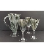 Handblown Glass Pitcher Vase Vertical White Gray Striped Smoke.  - $32.68