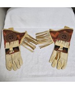 VTG Teoga American Leather Motorcycle Gauntlet Riding Gloves Fringe Bead... - $197.01