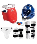 adidas Complete Taekwondo Sparring Gear Set with SHIN Instep - Blue - Ad... - £255.28 GBP