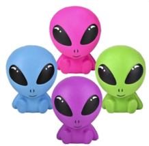 4 Piece Pack 4.25&quot; Squishy Alien Squeeze Stress Reliever Toy TY530 - £12.88 GBP