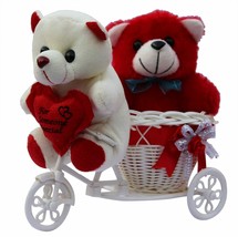 Valentine Love Couple Teddy Basket Cycle Valentine Romantic Teddyss Bears Gifts - £22.34 GBP